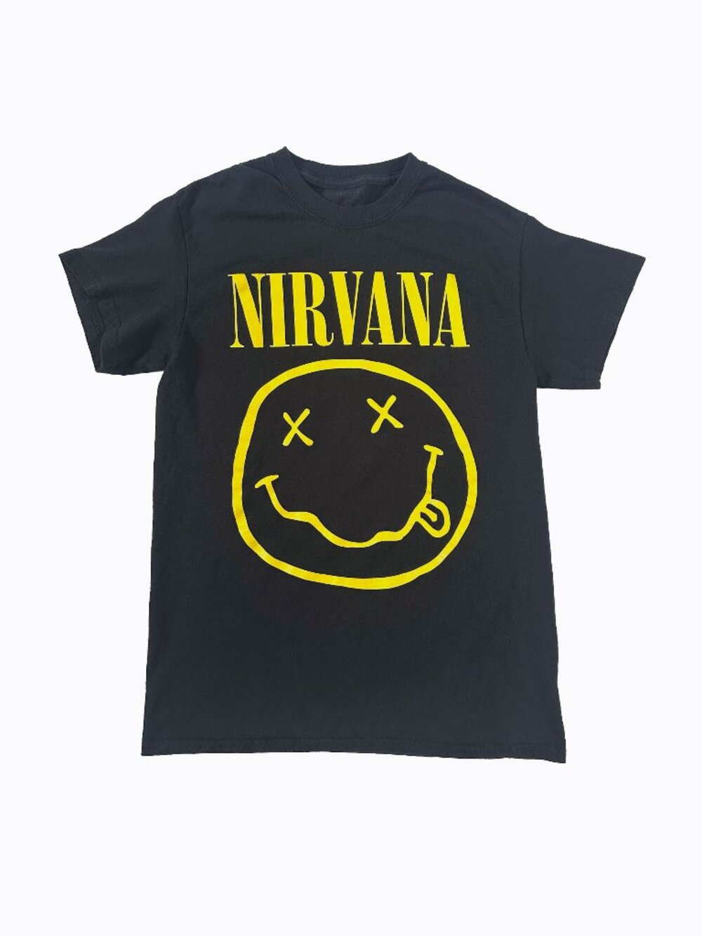 Nirvana Band Black T-Shirt S Kurt Cobain Alternative 90s Rock Grunge Smiley Face